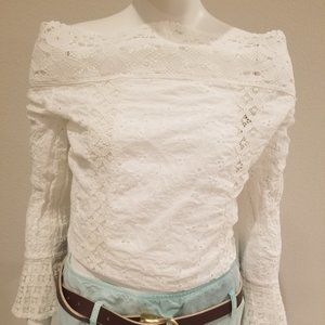 Lace boat neck women top size S